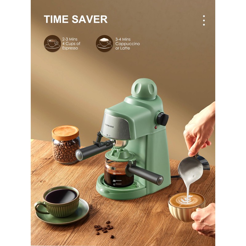 Ihomekee Espresso Machine, 3.5Bar Espresso and Cappuccino Machine with Fast