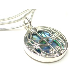 Sterling Silver Avalon Abalone Shell Pendant Necklace with 45cm Silver Chain Jewellery for Women Protection Symbol, Sterling Silver, Glastonbury