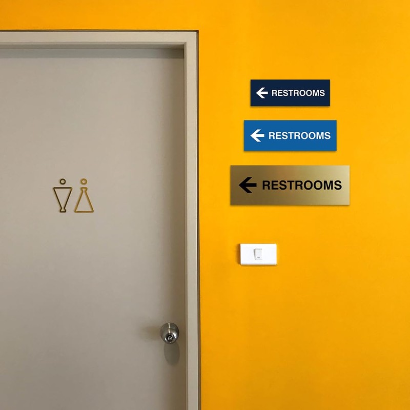 Signs ByLITA Basic Restrooms Left Arrow Directional Sign (Red) -