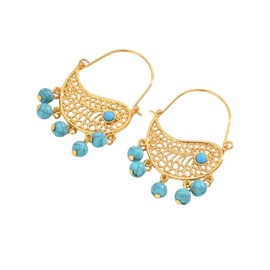 18K Gold Plated Vintage Boho Turquoise Dangle Earrings | Hypoallergenic | Waterproof