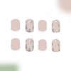24 Pcs Flower Press on Nails Short Square White French