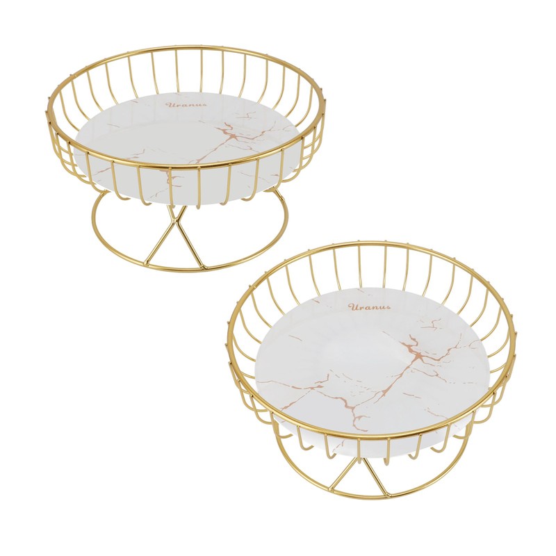 Round Fruit Basket Large Capacity Hollow Metal Fruit Bowl Stand