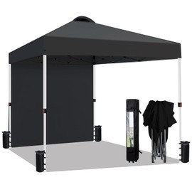 SAILARY 10x10 Pop up Canopy Tent, Easy up Instant Canopy with Sidewall, Water Resistance Outdoor Canopy for Party/Exhibition/Picnic, Black