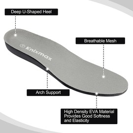 Knixmax Outdoor Plantillas Para Zapatos Para Hombre, Comfort Arch Support Orthotics Inserciones Para Zapatos Plantillas Para Aliviar La Fascitis Plantar Cojín, Plantillas De Repuesto Para Botas De Tra