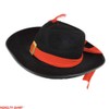 Black Three 3 Musketeers Hat with Red Sash and Feather