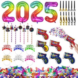 2025 New Year's Eve Photo Props 34 Pieces, New Year's Eve Decoration 2025, 2025 New Year's Eve Headband, Confetti New Year's Eve, New Year Decoration Props for Adults Children
