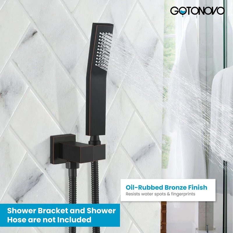 gotonovo Oil-Rubbed Bronze Solid Brass Hand Held Shower Head Wall