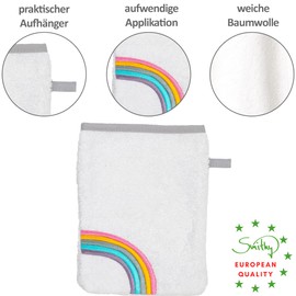 Smithy Wash Cloth Baby Rainbow Cloud 100% Cotton Terry Cloth Wash Mitt Children Boys & Girls Gift for Birth White