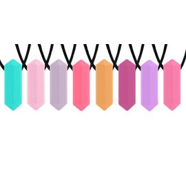 Tilcare Chew Chew Chew Crayon - Collar sensorial de 8 piezas, ideal para autismo, morder y dentición para niños, juguete masticable de silicona perfectamente texturizado, colgante de masticación para