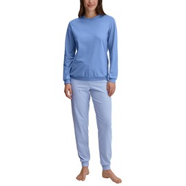 CALIDA Lovely Nights Women's Cuffed Pyjamas, Made from 100% Cotton, Easy Care, Elastic and Dimensionally Stable, in Single Jersey, Hydrangea Blue