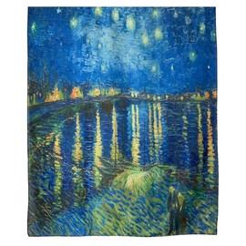 GFM® Silk Blend Painting Based Scarf (Van Gogh -Starry Night Over Rhone)-FS-VSLK-SC-3723-A