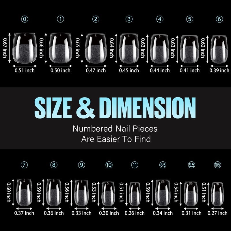 TOMICCA Coffin False Nail Tips, 360 Pieces, Ultra Short Ballerina