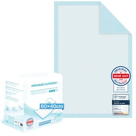 200 x ARNOMED Disposable Incontinence Pads, Absorbent Hospital Pads, 60 x 40 cm, Disposable Baby Changing Mat, 5-Layer Cellulose Pads, Bed for Incontinence, Disposable Changing Mat