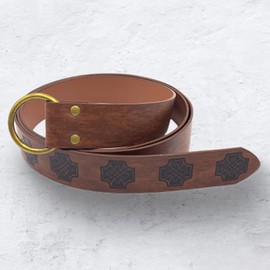 Medieval Embossed PU Leather O Ring Belt, Robe Tunic Waist Belts, Pirate Belt, History Repeats Costume Belt, Renaissance Knight Belt for Viking Cosplay Costume Accessories(Light Brown) (Light Brown)