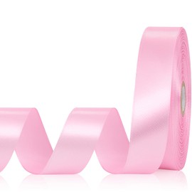 Sagaat Pink Ribbon 1 Inch 60 Yards, Versatile Pink Satin Ribbon for Flower Bouquet, Graduation Lei, Crafts, Gift Wrapping, Baby Shower, DIY Bows and Wedding Decorations