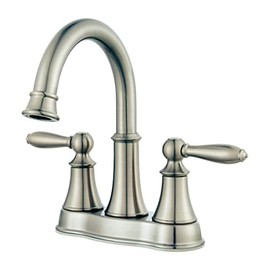 Pfister Courant Bathroom Sink Faucet, 4-Inch Centerset, 2-Handle, 3-Hole, Brushed Nickel Finish, LF048COKK