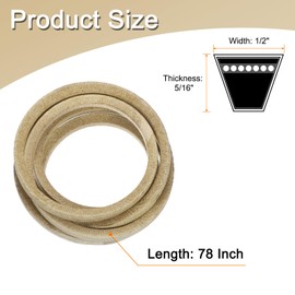 sourcing map 4LK780 Cord Grey Color, 1/2" x 78" Cord for AYP 131264, 532131264, 25723, 4798J, 67788, AYP 532131264 Mower Deck Belt