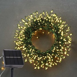 PCORES 200LED 20FT Solar Fairy Lights, Waterproof Green Copper Wire, 8 Modes Firecracker Design | Solar Powered for Patio/Wedding/Christmas Decor,Warm White, Durable & Flexible
