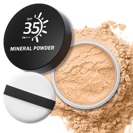 IONSGAKO Mineral Loose Powder, Translucent Setting Powder Lightweight Breathable Matte Finishing Blurring Face Long-lasting Base Makeup(05 Medium)