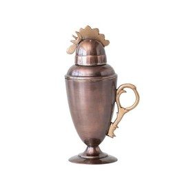 Stainless Steel Vintage Reproduction Rooster Cocktail Shaker w/ Brass Accents