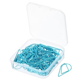 MECCANIXITY 50 Pieces Metal Paper Clip Drop-Shaped with Box 1.3 Inch Sky Blue for Crafts Organize Office Home