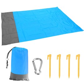 U/F Beach Blanket Waterproof Picnic Blanket，Extra Large 210 X 200cm Sandproof Picnic Beach Blanket，Portable Washable Beach Mat With 4 Fixed Nails，Suitable For Beach, Grass, Hiking, Camping, Garden