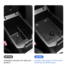JAKISIMA Center Console Organizer Gun Safe Storage Interior Accessories Console Gun Vault Security Lock Box Armrest Tray Compatible with 2010-2020 Toyota 4RUNNER, 3-Digit Combination Lock