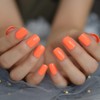 EchiQ Neon Fake Nails Short for Daily Wear Square Natural