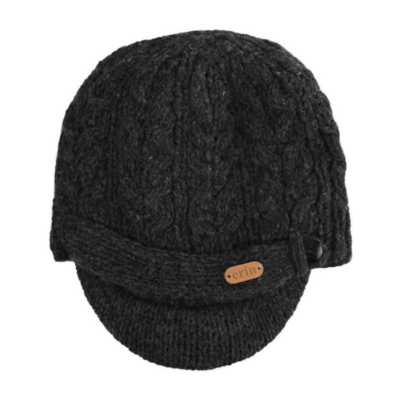 Erin Knitwear Cable Knit Peak Hat,Charcoal Gray One Size