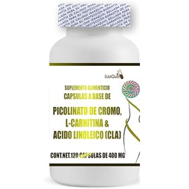 IsaaQuim  Picolinato de Cromo con L-Carnitina y cido Linoleico (CLA)  120 Cpsulas de 400 mg  Porcin 3 cpsulas  450 mg de CLA  450 mg de L-Carnitina...