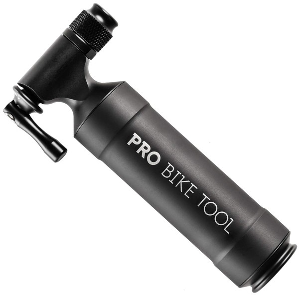 Pro Bike Tool Co2 Inflator with Storage Cartridge Can Quick, Easy & Safe - for Presta & Schrader - Bike Tyre Pump for Road & Mountain Bike - Co2 Cartridges Not Included