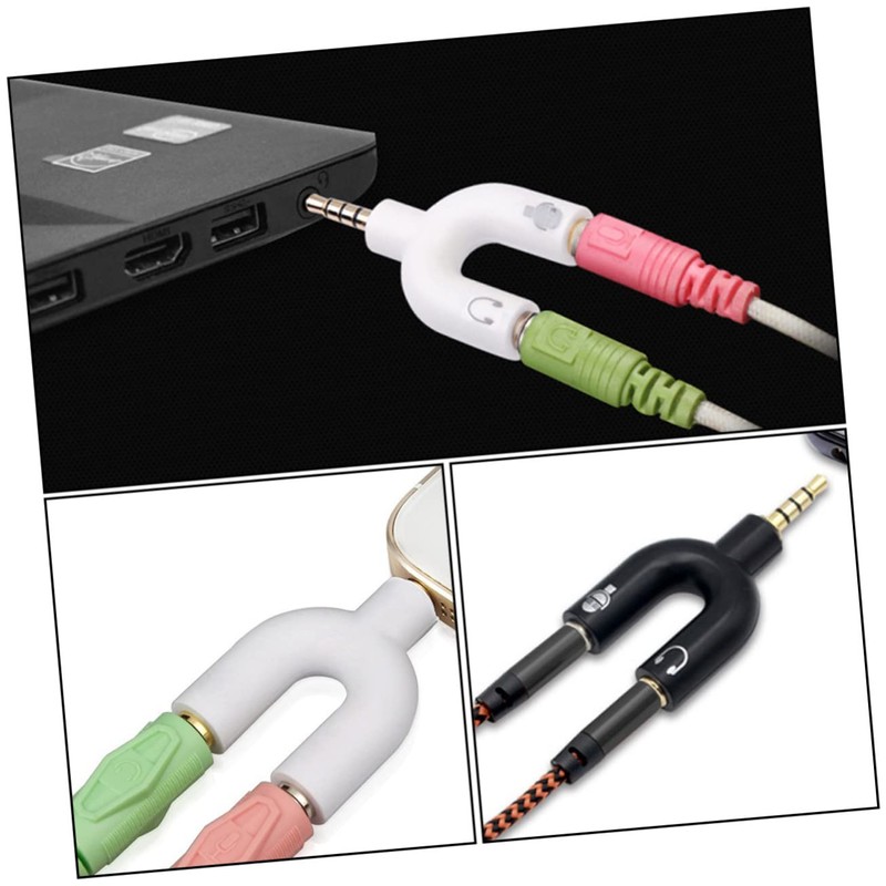 LALAFINA U Shape 3.5mm Headphone Splitter Adapter Mic Converter Stereo
