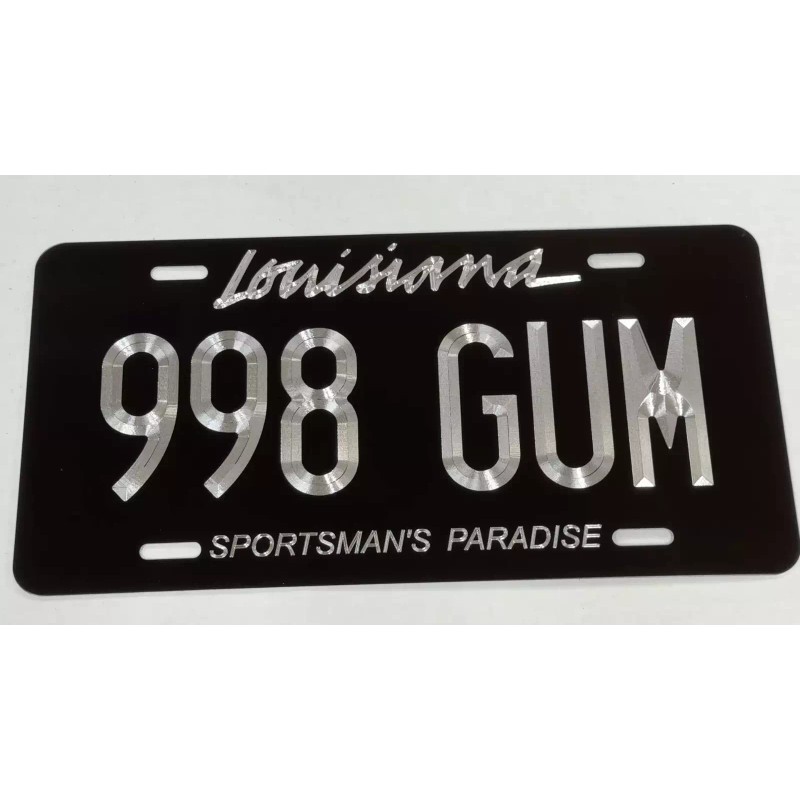 Diamond Etched Products Louisiana LA State Car Tag Your Text