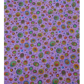 Vintage Colorful Circles on Purple Cotton Fabric by The Yard