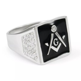 Masonic Square Ring with CZs | Freemasonry | Father's Day Gifts | Men's Rings