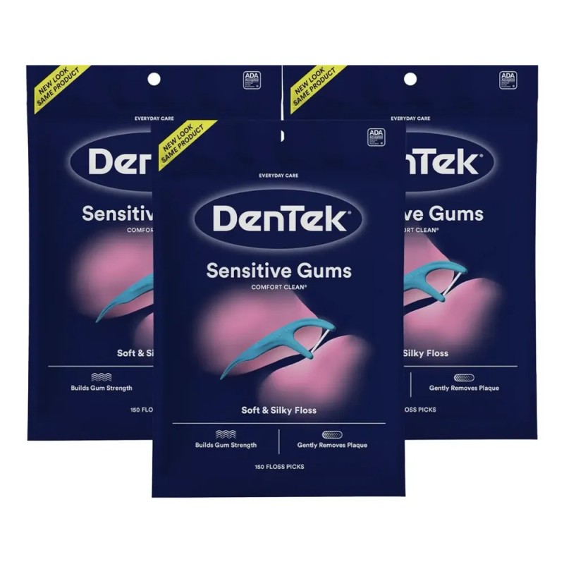 Dentek Floss Picks Sensitivo Gums 150 Unidades 7 Cm Encerado