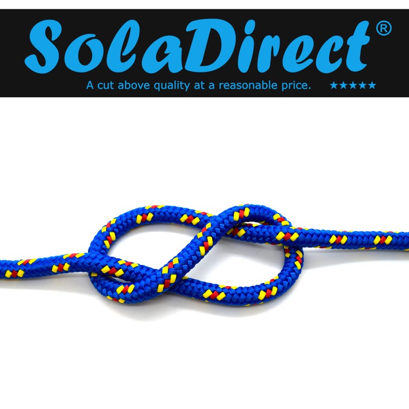 Blue & Yellow Polypropylene Rope, Solid Braided Poly Rope Cord