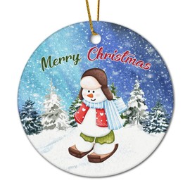 Vintage Christmas Santa Ornament for Christmas Tree Decorations Round Ceramic Keepsake Stocking Stuffers Ornaments New Year Winter Holiday Party Decor for Women Men Friends Family