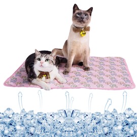 SEIS Dog Ice Pad Ice Silk Cats Kennel Mat Pet Cooling Pad Summer Cool Bamboo Mat Breathable Pad (M, Pink)