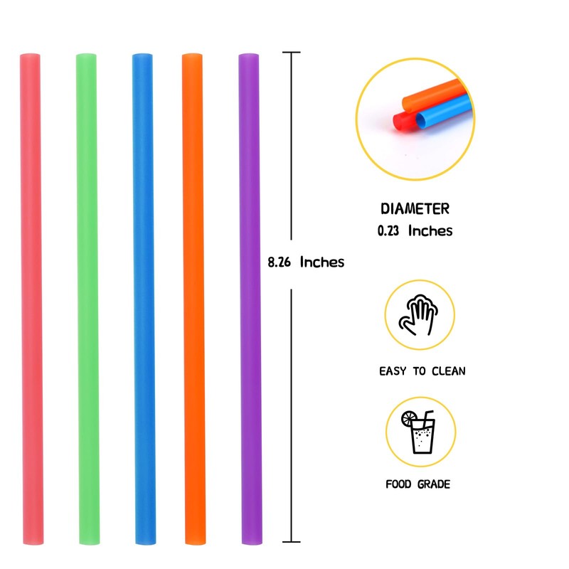 Individually Wrapped 100 Pcs Colorful Plastic Straws, Disposable Drinking Straws,