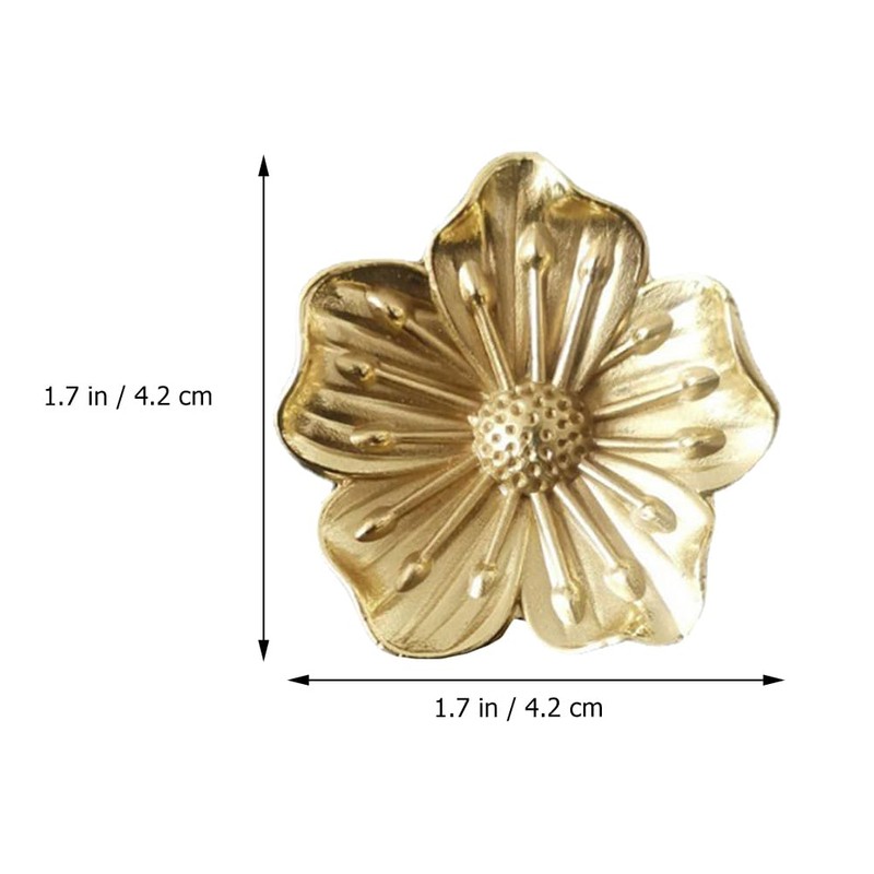 Mikikit 6 Pcs Brass Flower Drawer Knobs, Golden Cabinet Pull