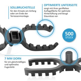 My Plast I Pack of 100 - 7mm Joint Width - Open Ribbed I Patio Spacers - High Quality Decking Spacers