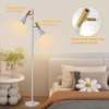 Asmymhd Elegant Modern Floor Lamp with 2 Adjustable Head,White and