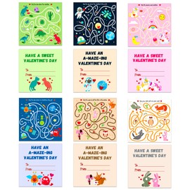 PETCEE Valentines Day Cards for Kids,30PCS Animals Maze Game Valentines Day Gifts Cards Valentines Exchange Cards for School Classroom Boys Girls