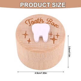 Tooth Fairy Box, Caved Wooden Tooth Keepsake Box for Lost Teeth for Kids Cute Tooth Holder Tooth Storage Box to Put Under Pillow Souvenir for Boys Girls Birthday Baby Shower Gifts