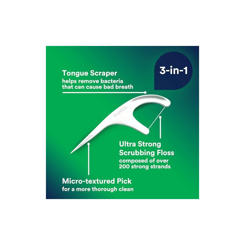 DenTek Triple Clean Floss Pick 3X Clean Removes Plaque Food