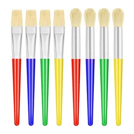 Paint Brushes for Kids,8 pcs Round and Flat Kids Paint Brushes Painting Sets Sticks Graffiti Drawing Tools Kits Hogs Hair Brushes,for Toddlers Children Early DIY Learning Arts and Crafts