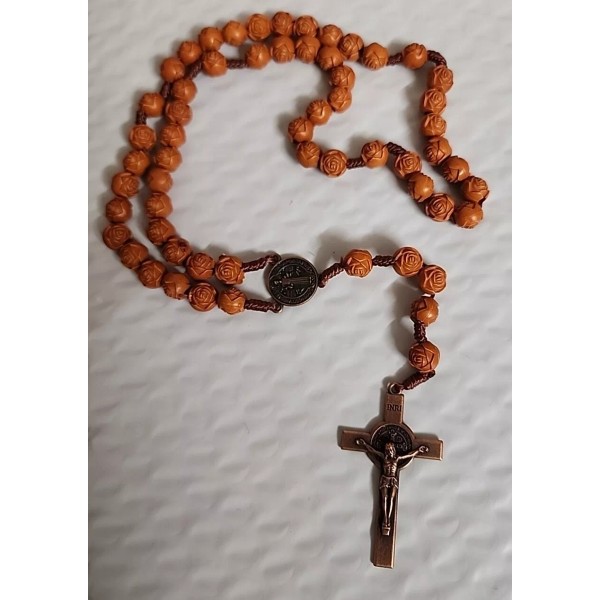 Unbranded CHRISTIAN CATHOLIC ROSARY Beads 8mm Saint BENEDICT Woven Rope