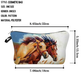 Livel lhood War Horse Makeup Bag Cute Small Organizer Zipper Pouch War Horse Cosmetic Bag Birthday Present for Women Friends
