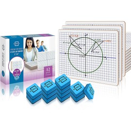 Scribbledo 12 pack Dry Erase XY Axis Graph Lap Boards 9” X 12” for Student and Classroom Use, Math White Board - Double Sided White Boards with 12 Erasers Included